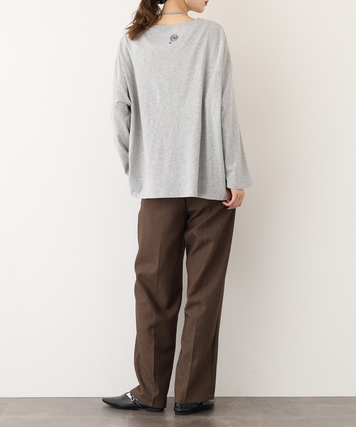 BARNDOOR(バーンドア)の「20天竺花フリルドルマンロンT 長袖(Tシャツ/カットソー・レディース・杢グレー/ブラック/アイボリー・FREE)」の21枚目の写真