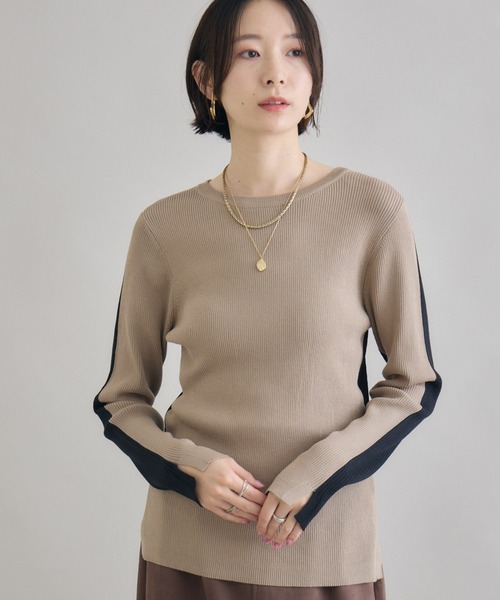 Paradise Picnic(パラダイスピクニック)の「SUGAR ROSE 前後2WAY配色ニット(ニット/セーター・レディース・ブルー/グレー/ベージュ・FREE)」の1枚目の写真