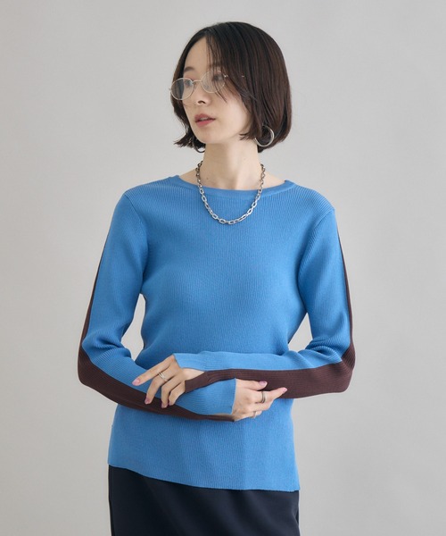 Paradise Picnic(パラダイスピクニック)の「SUGAR ROSE 前後2WAY配色ニット(ニット/セーター・レディース・ブルー/グレー/ベージュ・FREE)」の3枚目の写真