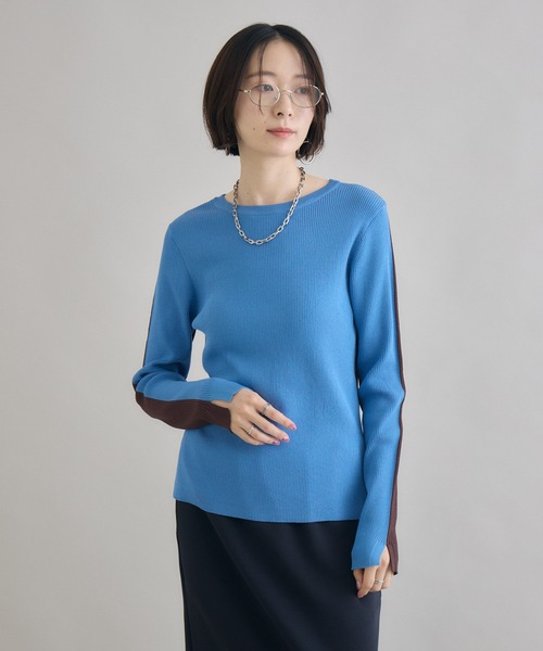 Paradise Picnic(パラダイスピクニック)の「SUGAR ROSE 前後2WAY配色ニット(ニット/セーター・レディース・ブルー/グレー/ベージュ・FREE)」の20枚目の写真