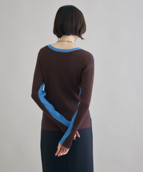 Paradise Picnic(パラダイスピクニック)の「SUGAR ROSE 前後2WAY配色ニット(ニット/セーター・レディース・ブルー/グレー/ベージュ・FREE)」の22枚目の写真