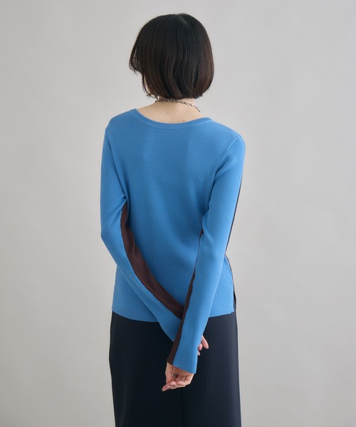 Paradise Picnic(パラダイスピクニック)の「SUGAR ROSE 前後2WAY配色ニット(ニット/セーター・レディース・ブルー/グレー/ベージュ・FREE)」の12枚目の写真