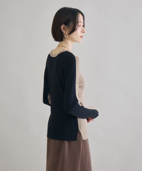 Paradise Picnic(パラダイスピクニック)の「SUGAR ROSE 前後2WAY配色ニット(ニット/セーター・レディース・ブルー/グレー/ベージュ・FREE)」の11枚目の写真