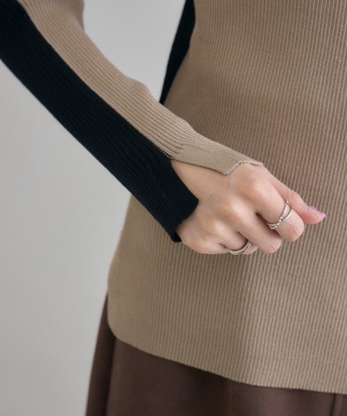 Paradise Picnic(パラダイスピクニック)の「SUGAR ROSE 前後2WAY配色ニット(ニット/セーター・レディース・ブルー/グレー/ベージュ・FREE)」の7枚目の写真