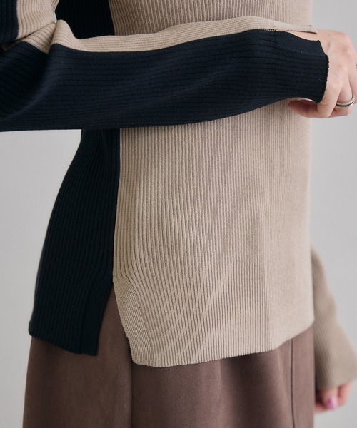 Paradise Picnic(パラダイスピクニック)の「SUGAR ROSE 前後2WAY配色ニット(ニット/セーター・レディース・ブルー/グレー/ベージュ・FREE)」の8枚目の写真