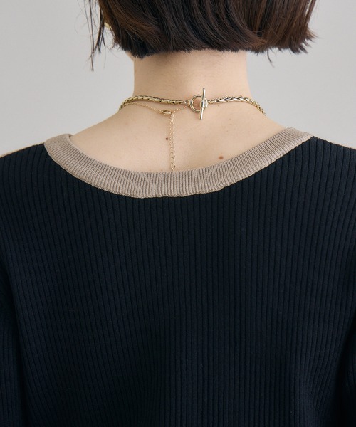 Paradise Picnic(パラダイスピクニック)の「SUGAR ROSE 前後2WAY配色ニット(ニット/セーター・レディース・ブルー/グレー/ベージュ・FREE)」の9枚目の写真