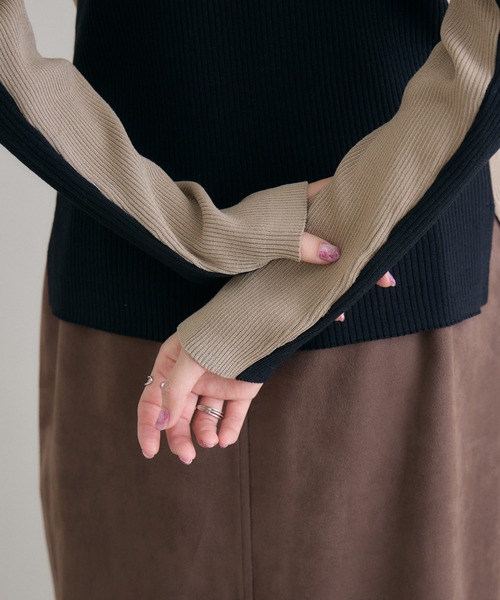 Paradise Picnic(パラダイスピクニック)の「SUGAR ROSE 前後2WAY配色ニット(ニット/セーター・レディース・ブルー/グレー/ベージュ・FREE)」の10枚目の写真