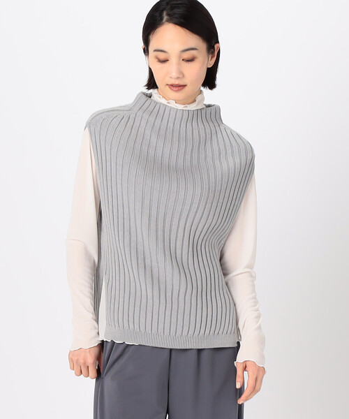 Gabardine K.T(ギャバジンケーティー)の「ソフトウール ワイドリブベスト(ニット/セーター・レディース・グレー・9号)」の3枚目の写真