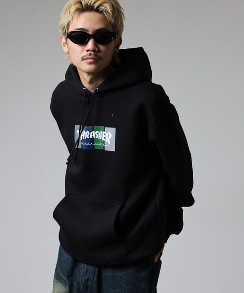 THRASHER(スラッシャー)の「THRASHER 4C BOX LOGO SWEAT L/S HOODIE 長袖スウェットプルオーバーパーカー(パーカー・メンズ・グレー/グレー系/ブラック/ブラック系・L/XL/M)」の10枚目の写真
