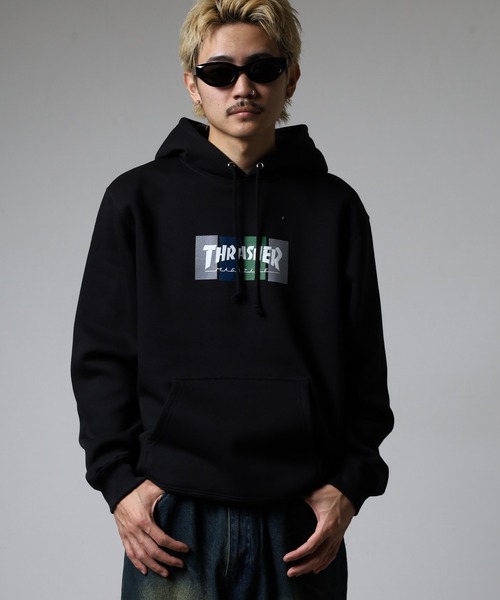 THRASHER(スラッシャー)の「THRASHER 4C BOX LOGO SWEAT L/S HOODIE 長袖スウェットプルオーバーパーカー(パーカー・メンズ・グレー/グレー系/ブラック/ブラック系・L/XL/M)」の11枚目の写真