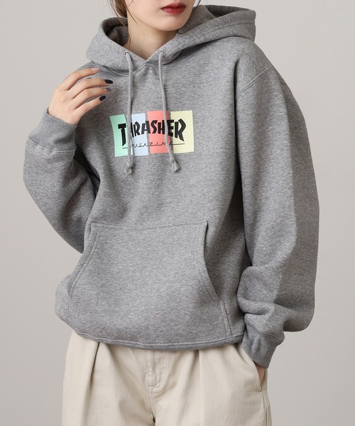 THRASHER(スラッシャー)の「THRASHER 4C BOX LOGO SWEAT L/S HOODIE 長袖スウェットプルオーバーパーカー(パーカー・メンズ・グレー/グレー系/ブラック/ブラック系・L/XL/M)」の15枚目の写真