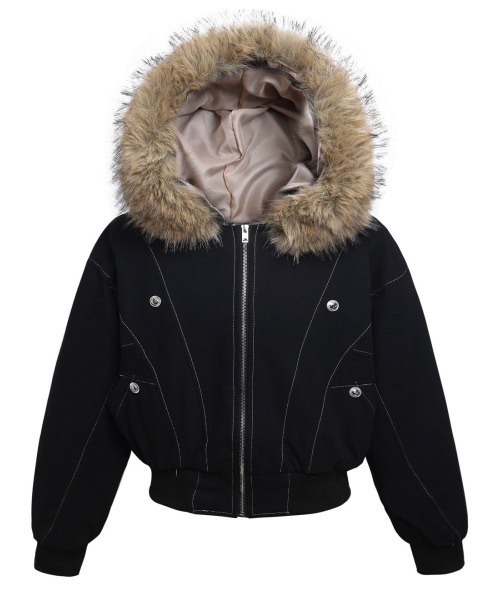 mushwear（マッシュウェア）の「ボリュームファーフード付きショートブルゾン（ブルゾン・メンズ・ブラック/ブラウン・LARGE/MEDIUM/X-LARGE）」の10枚目の写真