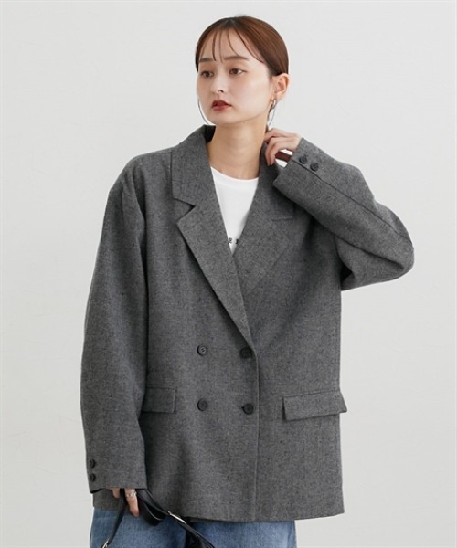 nissen（ニッセン）の「ツイード調テーラードジャケット（テーラードジャケット・レディース・ベージュ系/ブラック系・M/L/LL）」の3枚目の写真