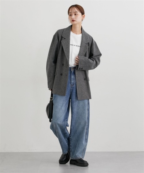 nissen（ニッセン）の「ツイード調テーラードジャケット（テーラードジャケット・レディース・ベージュ系/ブラック系・M/L/LL）」の4枚目の写真