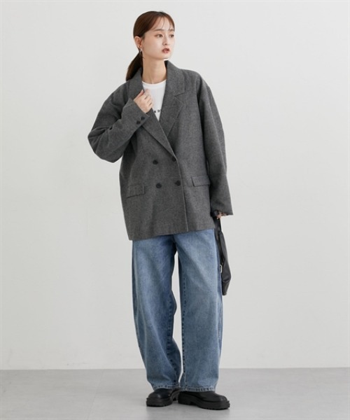 nissen（ニッセン）の「ツイード調テーラードジャケット（テーラードジャケット・レディース・ベージュ系/ブラック系・M/L/LL）」の6枚目の写真