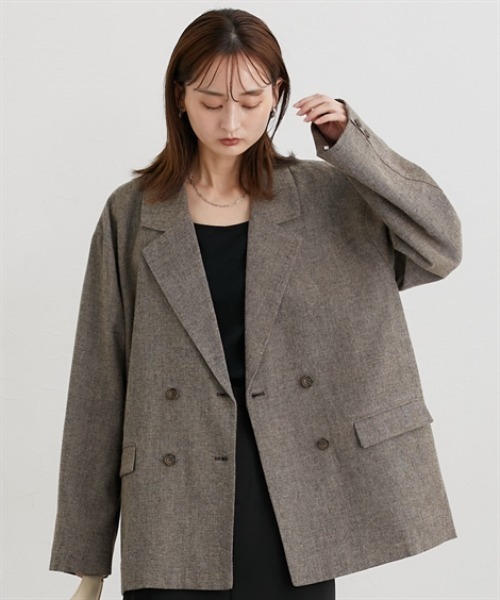 nissen（ニッセン）の「ツイード調テーラードジャケット（テーラードジャケット・レディース・ベージュ系/ブラック系・M/L/LL）」の10枚目の写真