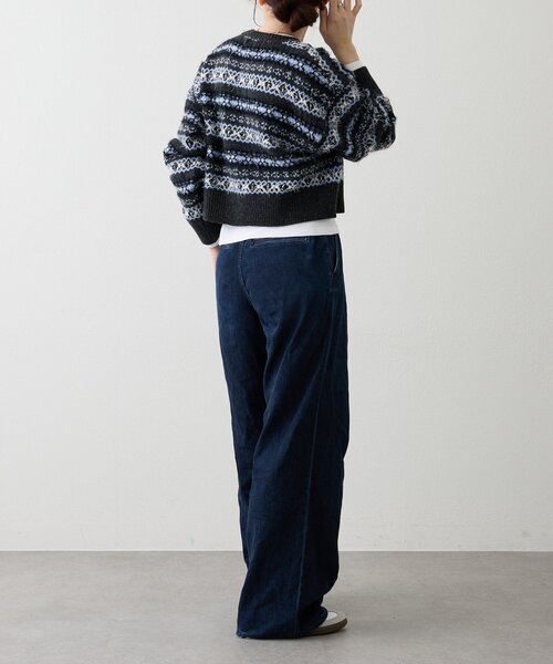 russet(ラシット)の「【再値下げ】フェアアイルクロップドニット(ニット/セーター・レディース・ベージュ/ネイビー・FREE)」の4枚目の写真