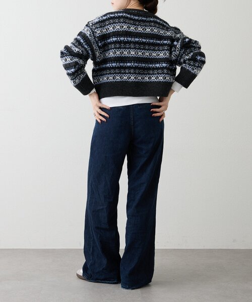 russet(ラシット)の「【再値下げ】フェアアイルクロップドニット(ニット/セーター・レディース・ベージュ/ネイビー・FREE)」の5枚目の写真