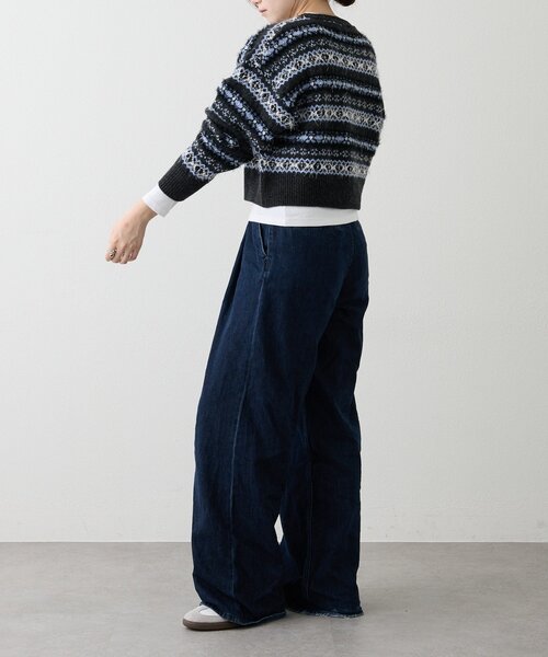 russet(ラシット)の「【再値下げ】フェアアイルクロップドニット(ニット/セーター・レディース・ベージュ/ネイビー・FREE)」の6枚目の写真