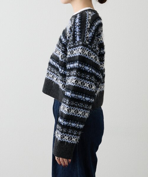 russet(ラシット)の「【再値下げ】フェアアイルクロップドニット(ニット/セーター・レディース・ベージュ/ネイビー・FREE)」の9枚目の写真