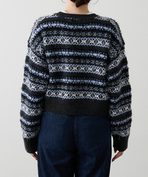 russet(ラシット)の「【再値下げ】フェアアイルクロップドニット(ニット/セーター・レディース・ベージュ/ネイビー・FREE)」の10枚目の写真