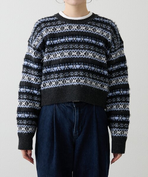 russet(ラシット)の「【再値下げ】フェアアイルクロップドニット(ニット/セーター・レディース・ベージュ/ネイビー・FREE)」の16枚目の写真