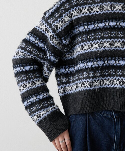 russet(ラシット)の「【再値下げ】フェアアイルクロップドニット(ニット/セーター・レディース・ベージュ/ネイビー・FREE)」の21枚目の写真