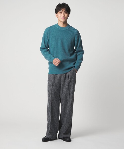A DAY IN THE LIFE UNITED ARROWS(アデイインザライフユナイテッドアローズ)の「ミドルゲージ アゼ クルーネックニット-ウォッシャブル-<A DAY IN THE LIFE>(ニット/セーター・メンズ・ライトグレー/ベージュ/ブラック/ターコイズブルー系・S/M/L)」の6枚目の写真
