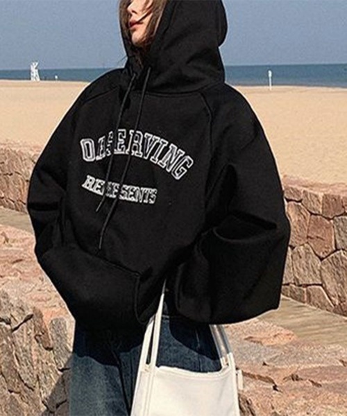 SallyLunn（サリーラン）の「ロゴ入りゆるプルオーバーフーディー（パーカー・レディース・ピンク/ブラック/グレー・L/M）」の7枚目の写真