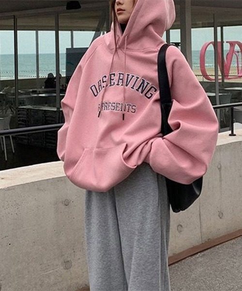 SallyLunn（サリーラン）の「ロゴ入りゆるプルオーバーフーディー（パーカー・レディース・ピンク/ブラック/グレー・L/M）」の14枚目の写真