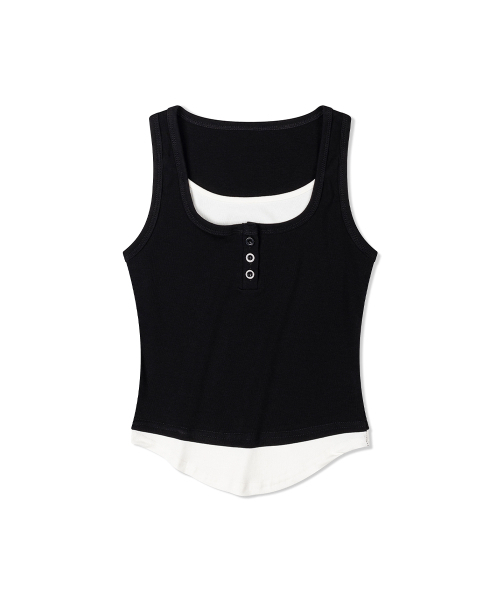 MOAA（モア）の「ヘンリーネックレイヤードスリーブレス（ブラック）（Tシャツ/カットソー・レディース・その他・SMALL/MEDIUM）」の2枚目の写真