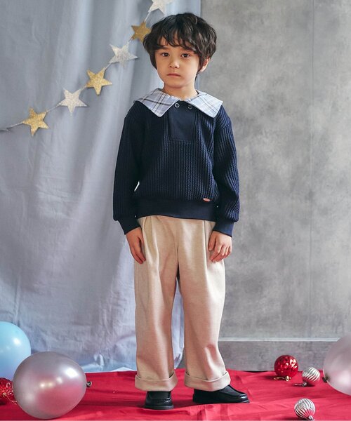 apres les cours（アプレレクール）の「【リンク】セーラーカラートップス（スウェット・キッズ・アイボリー/ネイビー・80/90/100/110/120/130）」の12枚目の写真