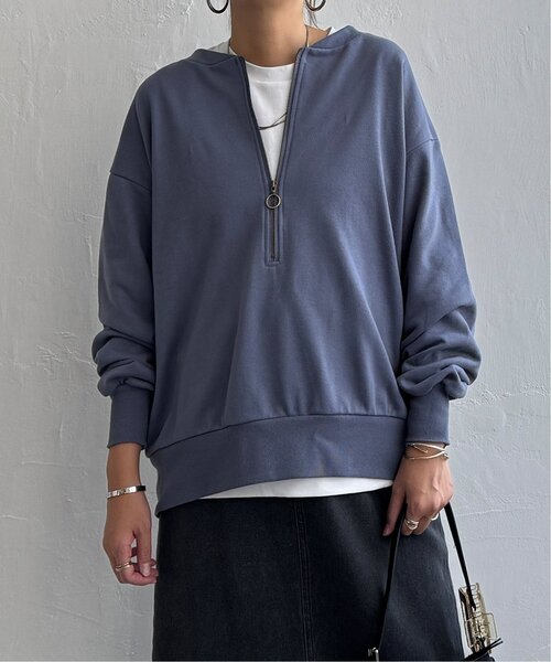 LBC(エルビーシー)の「ハーフジップ裏毛プルオーバー(スウェット・レディース・ナチュラル/ブルー/チャコール・M)」の11枚目の写真