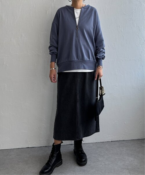 LBC(エルビーシー)の「ハーフジップ裏毛プルオーバー(スウェット・レディース・ナチュラル/ブルー/チャコール・M)」の13枚目の写真