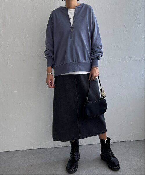 LBC(エルビーシー)の「ハーフジップ裏毛プルオーバー(スウェット・レディース・ナチュラル/ブルー/チャコール・M)」の14枚目の写真