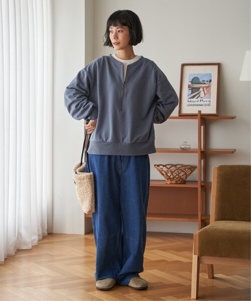 LBC(エルビーシー)の「ハーフジップ裏毛プルオーバー(スウェット・レディース・ナチュラル/ブルー/チャコール・M)」の18枚目の写真