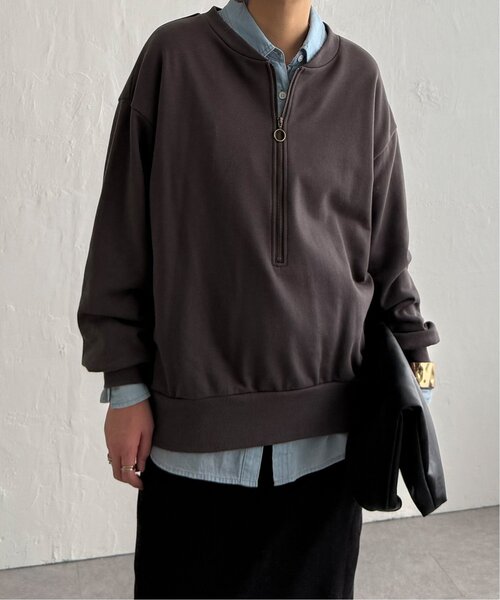 LBC(エルビーシー)の「ハーフジップ裏毛プルオーバー(スウェット・レディース・ナチュラル/ブルー/チャコール・M)」の21枚目の写真