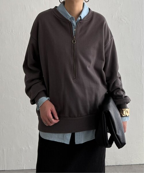 LBC(エルビーシー)の「ハーフジップ裏毛プルオーバー(スウェット・レディース・ナチュラル/ブルー/チャコール・M)」の22枚目の写真