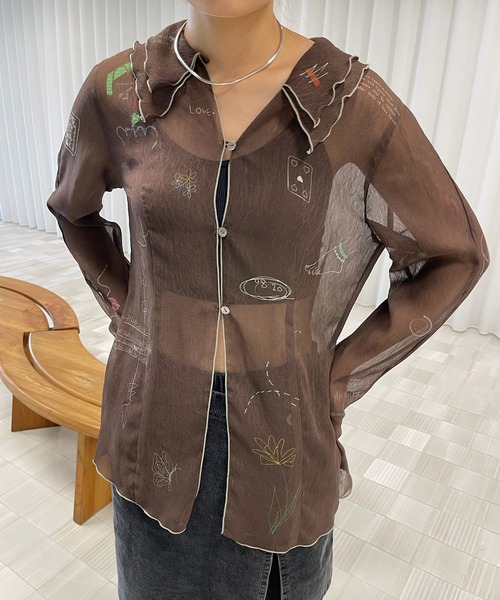 Ameri　UND ASSORT COLOR TATTOO SHEER TOP Ameri（アメリ）の「UND ASSORT COLOR TATTOO SHEER TOP（シャツ