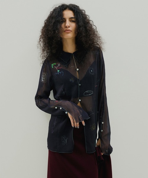 セール】UND ASSORT COLOR TATTOO SHEER TOP（シャツ/ブラウス