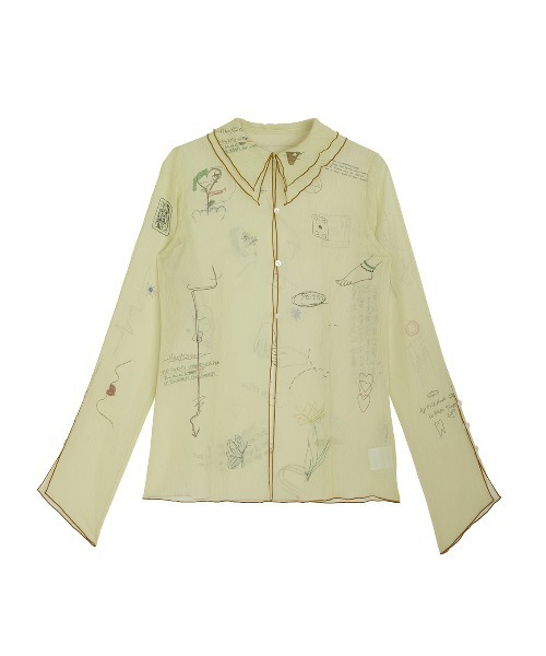 美品⭐︎Ameri vintage タトゥーシアートップス セール】UND ASSORT COLOR TATTOO SHEER TOP（シャツ/ブラウス