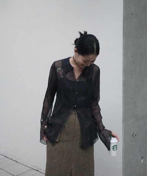 セール】UND ASSORT COLOR TATTOO SHEER TOP（シャツ/ブラウス