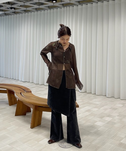 Ameri　UND ASSORT COLOR TATTOO SHEER TOP セール】UND ASSORT COLOR TATTOO SHEER TOP（シャツ/ブラウス