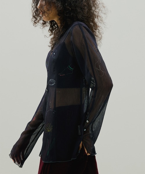 Ameri（アメリ）の「UND ASSORT COLOR TATTOO SHEER TOP（シャツ