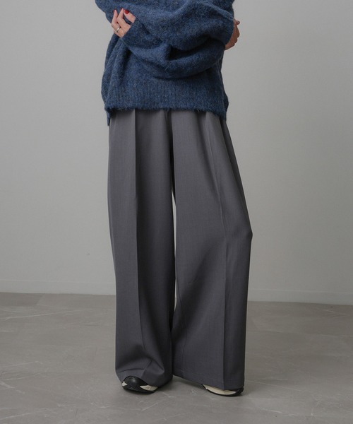 Floran(フローラン)の「ツイル タック パンツ(スラックス・レディース・ブラック/グレー/ブラウン・FREE)」の3枚目の写真