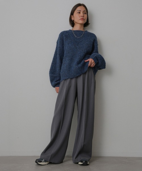 Floran(フローラン)の「ツイル タック パンツ(スラックス・レディース・ブラック/グレー/ブラウン・FREE)」の8枚目の写真