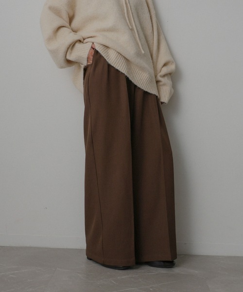 Floran(フローラン)の「ツイル タック パンツ(スラックス・レディース・ブラック/グレー/ブラウン・FREE)」の13枚目の写真