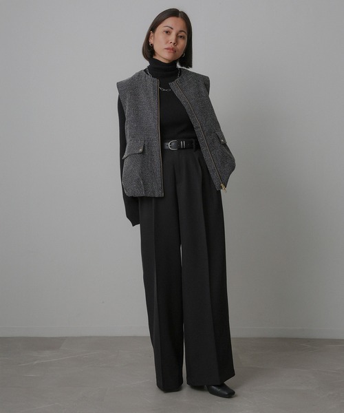 Floran(フローラン)の「ツイル タック パンツ(スラックス・レディース・ブラック/グレー/ブラウン・FREE)」の16枚目の写真