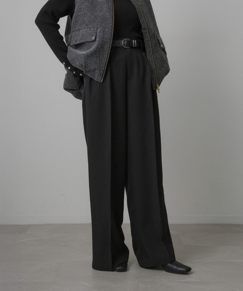 Floran(フローラン)の「ツイル タック パンツ(スラックス・レディース・ブラック/グレー/ブラウン・FREE)」の18枚目の写真