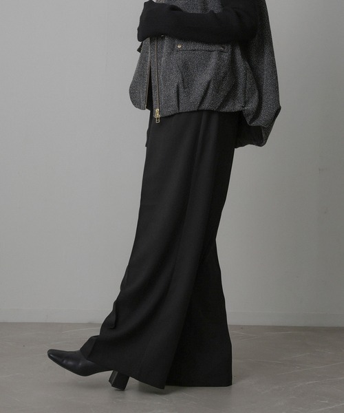 Floran(フローラン)の「ツイル タック パンツ(スラックス・レディース・ブラック/グレー/ブラウン・FREE)」の6枚目の写真